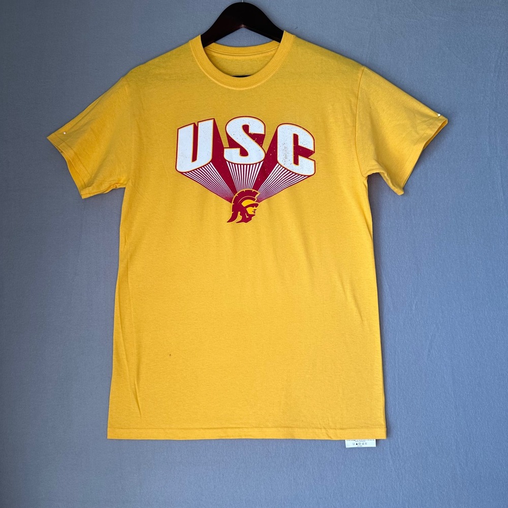 USC Trojans‎ T-Shirt Women's S Yellow White Red Short Sleeve Top NCAA Football
